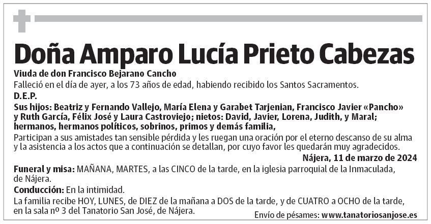Doña Amparo Lucía Prieto Cabezas