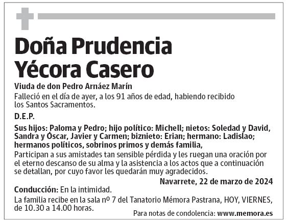 Doña Prudencia Yécora Casero