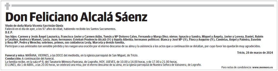 Don Feliciano Alcalá Sáenz