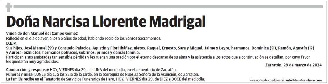 Doña Narcisa Llorente Madrigal