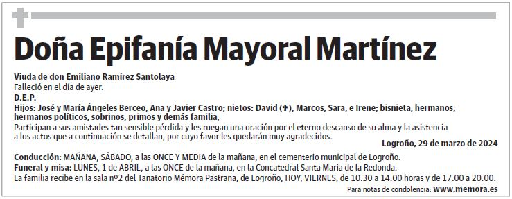 Doña Epifanía Mayoral Martínez