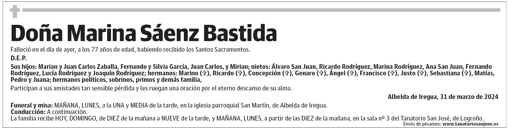 Doña Marina Sáenz Bastida