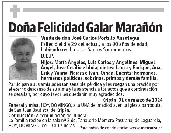 Doña Felicidad Galar Marañón