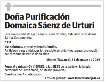 Doña Purificación Domaica Sáenz de Urturi