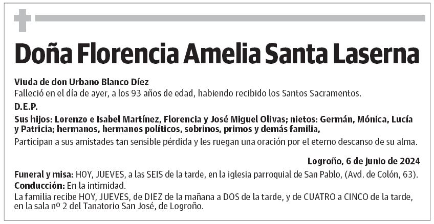 Doña Florencia Amelia Santa Laserna
