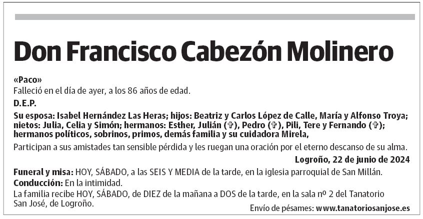 Don Francisco Cabezón Molinero