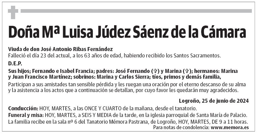 Doña Mª Luisa Júdez Sáenz de la Cámara