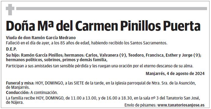 Doña Mª del Carmen Pinillos Puerta