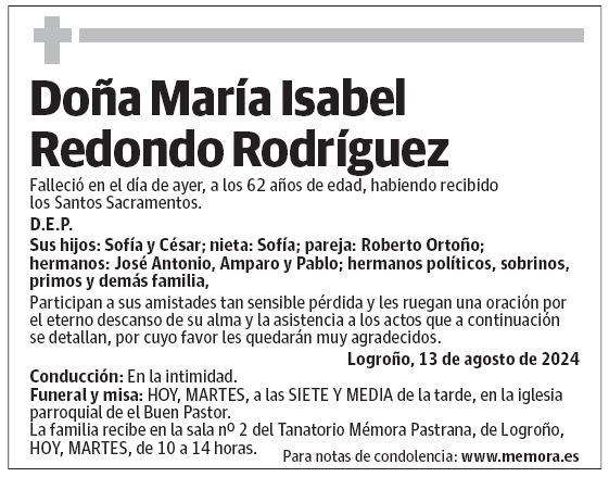 Doña María Isabel Redondo Rodríguez