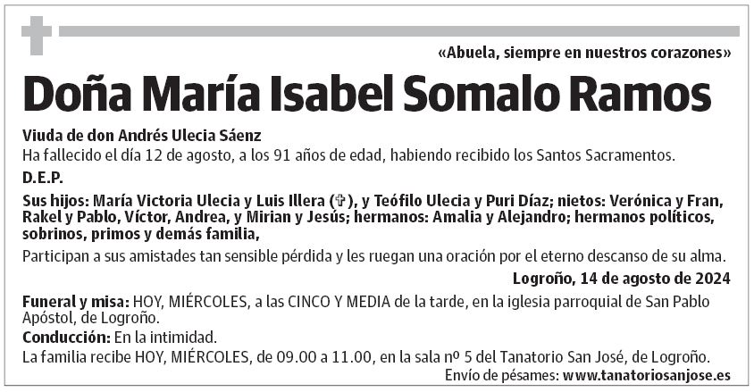 Doña María Isabel Somalo Ramos
