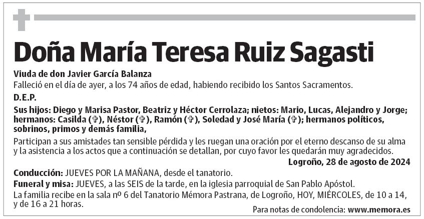 Doña María Teresa Ruiz Sagasti