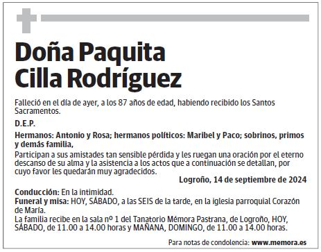 Doña Paquita Cilla Rodríguez