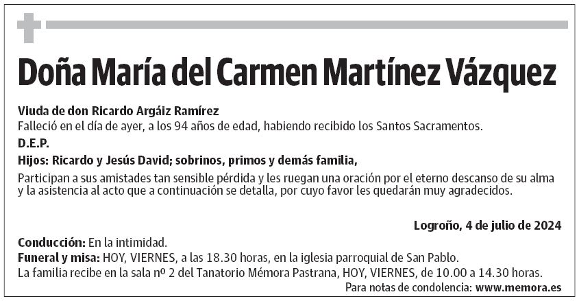 Doña María del Carmen Martínez Vázquez