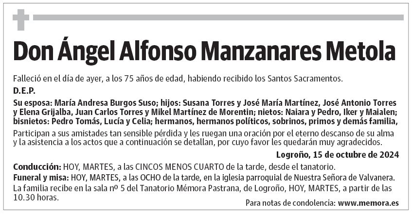 Don Ángel Alfonso Manzanares Metola