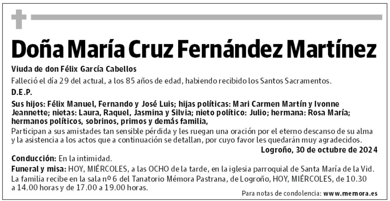 Doña María Cruz Fernández Martínez