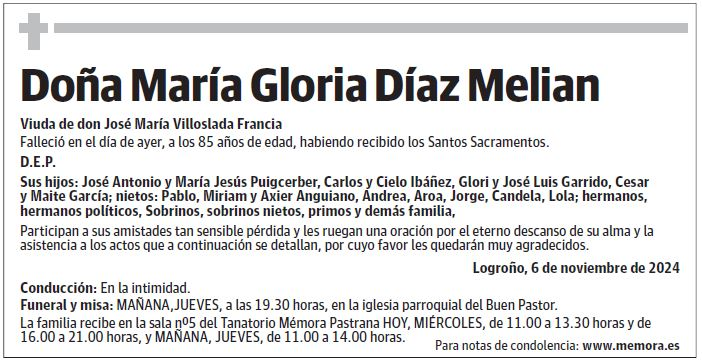 Doña María Gloria Díaz Melian