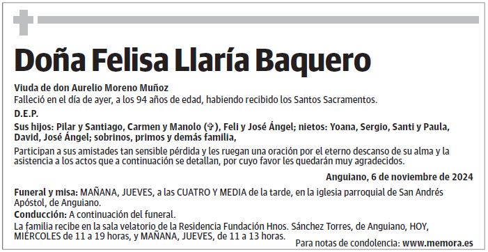 Doña Felisa Llaría Baquero