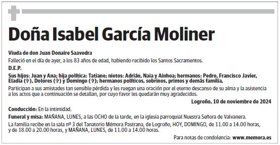 Doña Isabel García Moliner