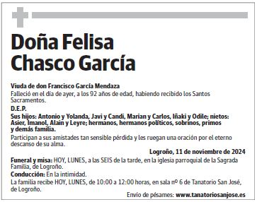 Doña Felisa Chasco García