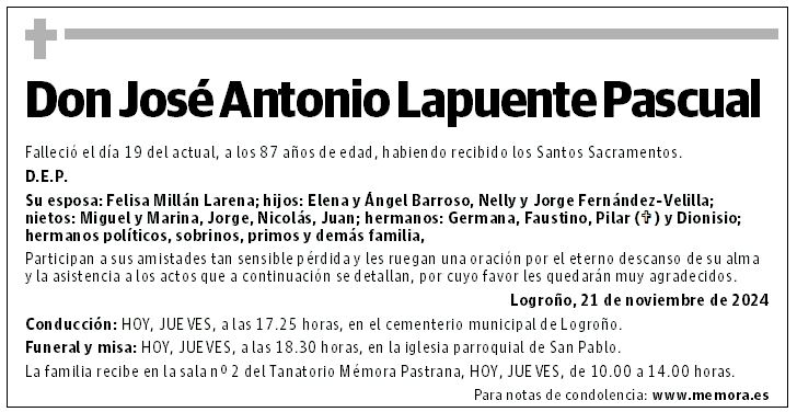 Don José Antonio Lapuente Pascual