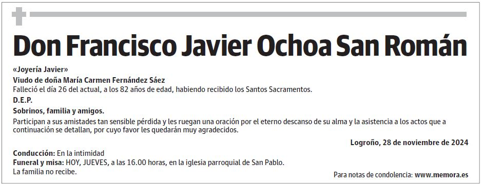 Don Francisco Javier Ochoa San Román