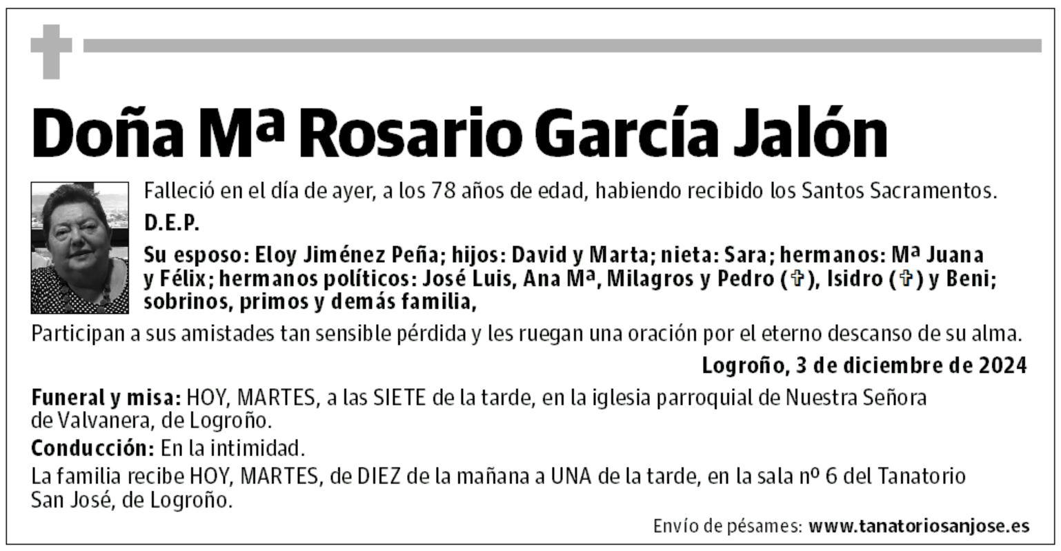 Doña Mª Rosario García Jalón