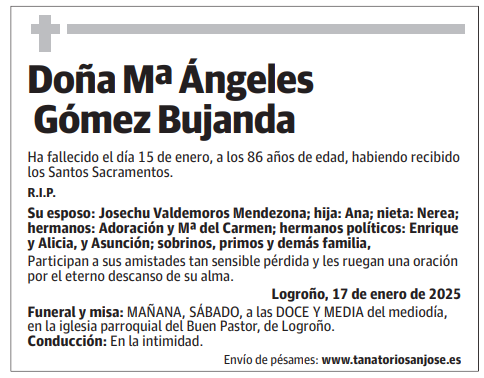 Doña Mª Ángeles Gómez Bujanda