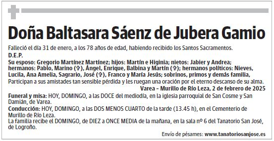 Doña Baltasara Sáenz de Jubera Gamio