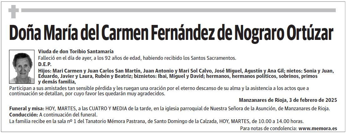 Doña María del Carmen Fernández de Nograro Ortúzar