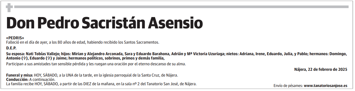 Don Pedro Sacristán Asensio