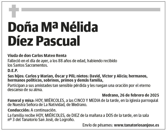 Doña Mª Nélida Díez Pascual