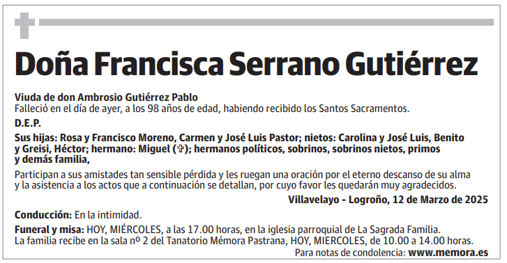Doña Francisca Serrano Gutiérrez
