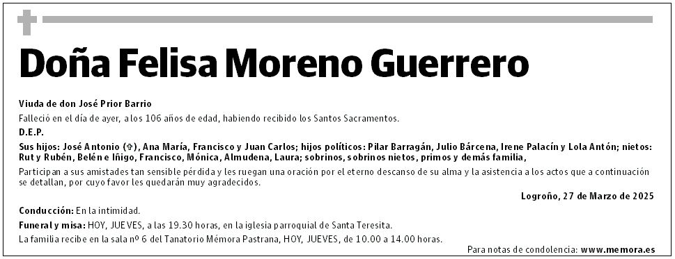 Doña Felisa Moreno Guerrero