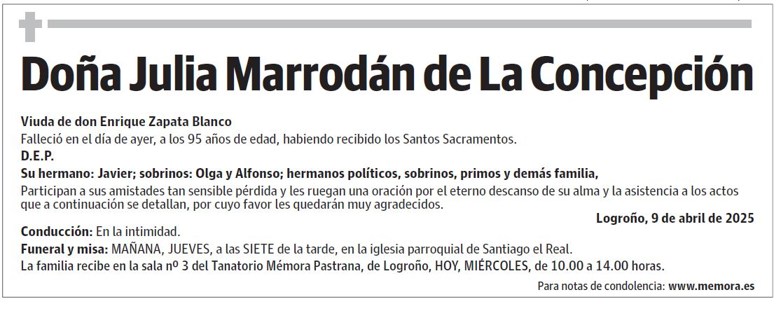 Doña Julia Marrodán de La Concepción