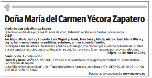 Doña María del Carmen Yécora Zapatero
