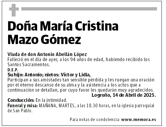 Doña María Cristina Mazo Gómez