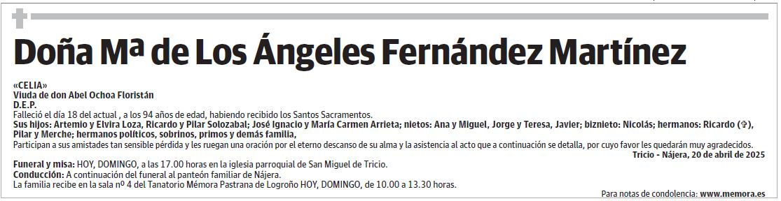Doña Mª de Los Ángeles Fernández Martínez