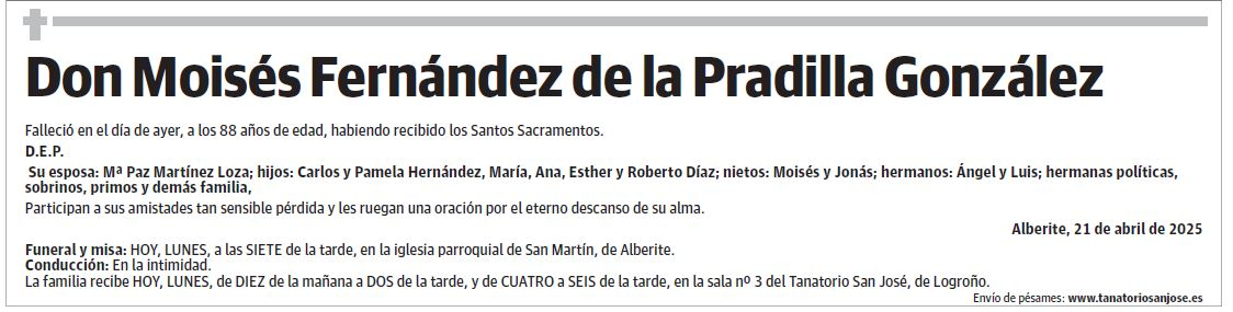Don Moisés Fernández de la Pradilla González