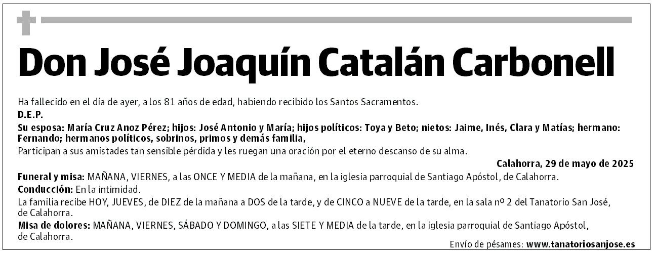 Don José Joaquín Catalán Carbonell