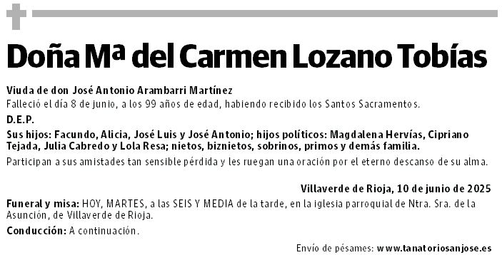 Doña Mª del Carmen Lozano Tobías