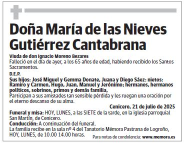 Doña María de las Nieves Gutiérrez Cantabrana