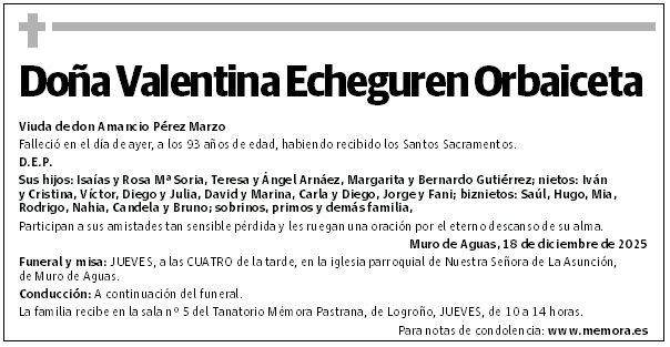 Doña Valentina Echeguren Orbaiceta