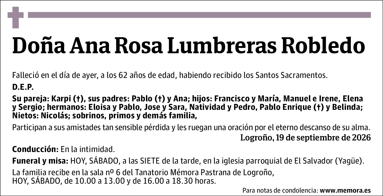 Ana Rosa Lumbreras Robledo
